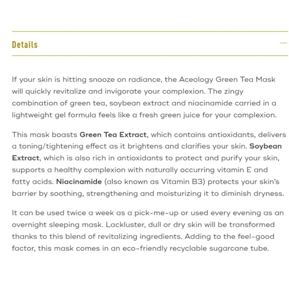 🆕️Aceology Green Tea Mask | Clarifies, Revitalizes, & Energizes - Picture 2 of 10